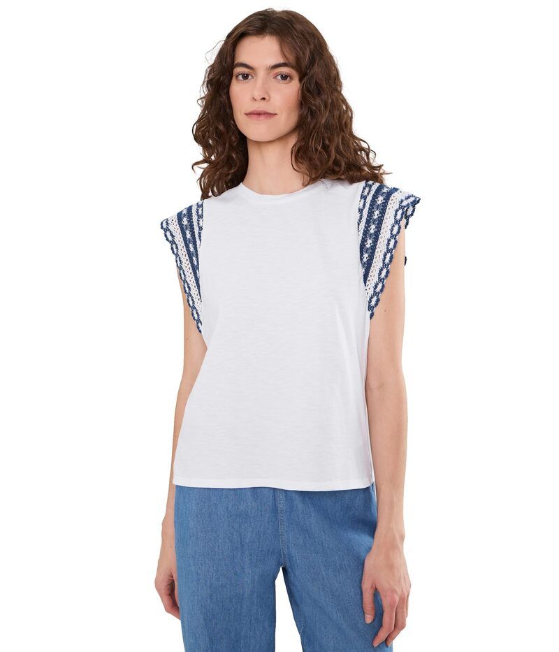 ニックプラスゾーイ レディース トップス シャツ コットン ニット Niczoe Knitrim Cotton Slub Topaper White ホワイト