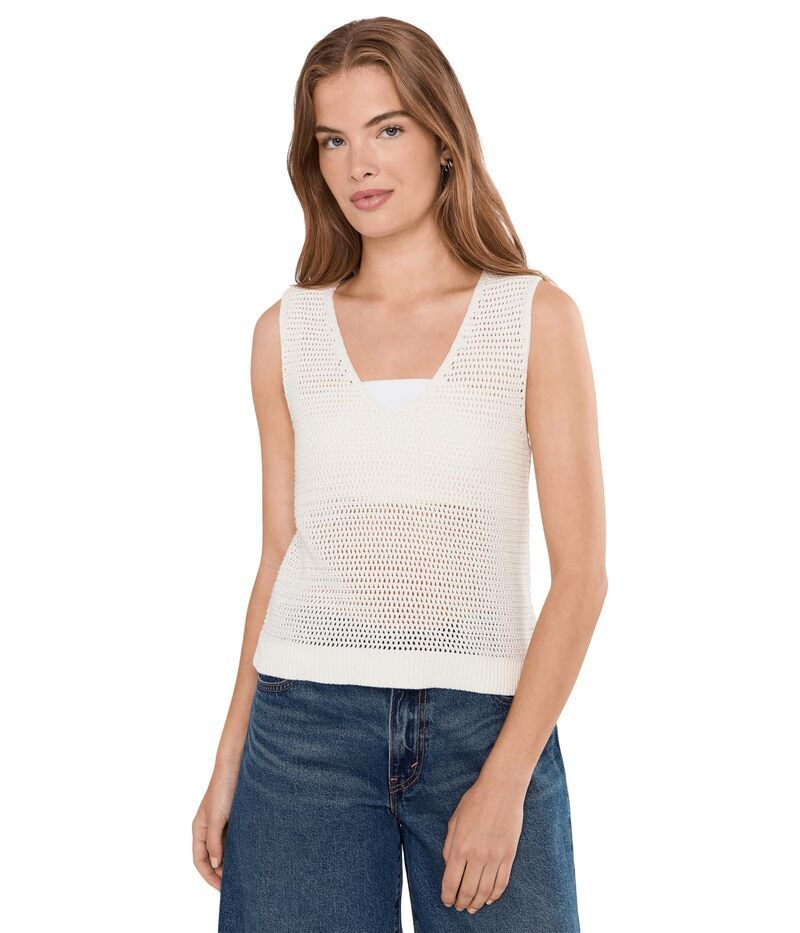 525 アメリカ レディース トップス シャツ Vネック メッシュ 525 America Rosa VNeck Pointelle Mesh Tank Chalk チョーク