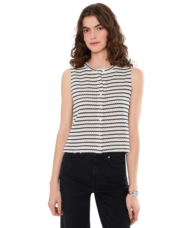 メイドウェル レディース トップス シャツ Madewell Tuck Stitch Shell with Buttons IvoryBlack Tuc アイボリー