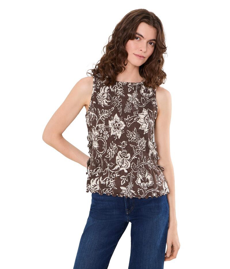 メイドウェル レディース トップス シャツ シャーリング Madewell Side Tie Smocked Tank Dark Brown ブラウン