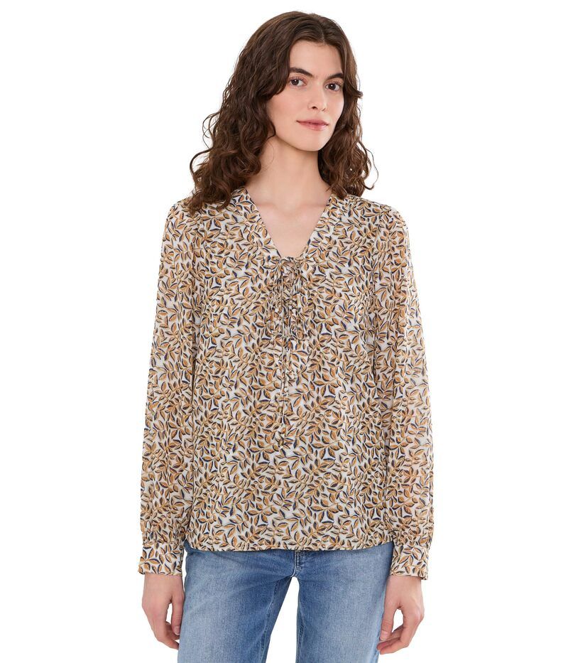 リヴァプール ロサンゼルス レディース トップス シャツ ブラウス レース Liverpoolos Angeles Long Sleeve LaceUp Front Woven Blouse Gold