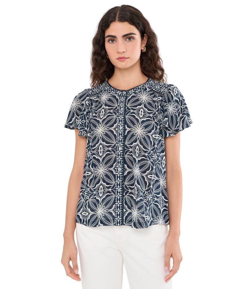 リヴァプール ロサンゼルス レディース トップス シャツ プリント Liverpoolos Angeles Flutter Sleeve Mix Print Button Front Woven To