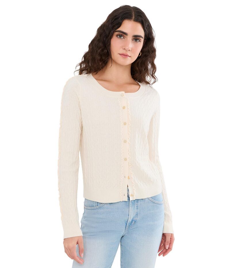 リヴァプール ロサンゼルス レディース アウター ニット・セーター フリル カーディガン Liverpoolos Angeles Long Sleeve Button Front Cardigan S
