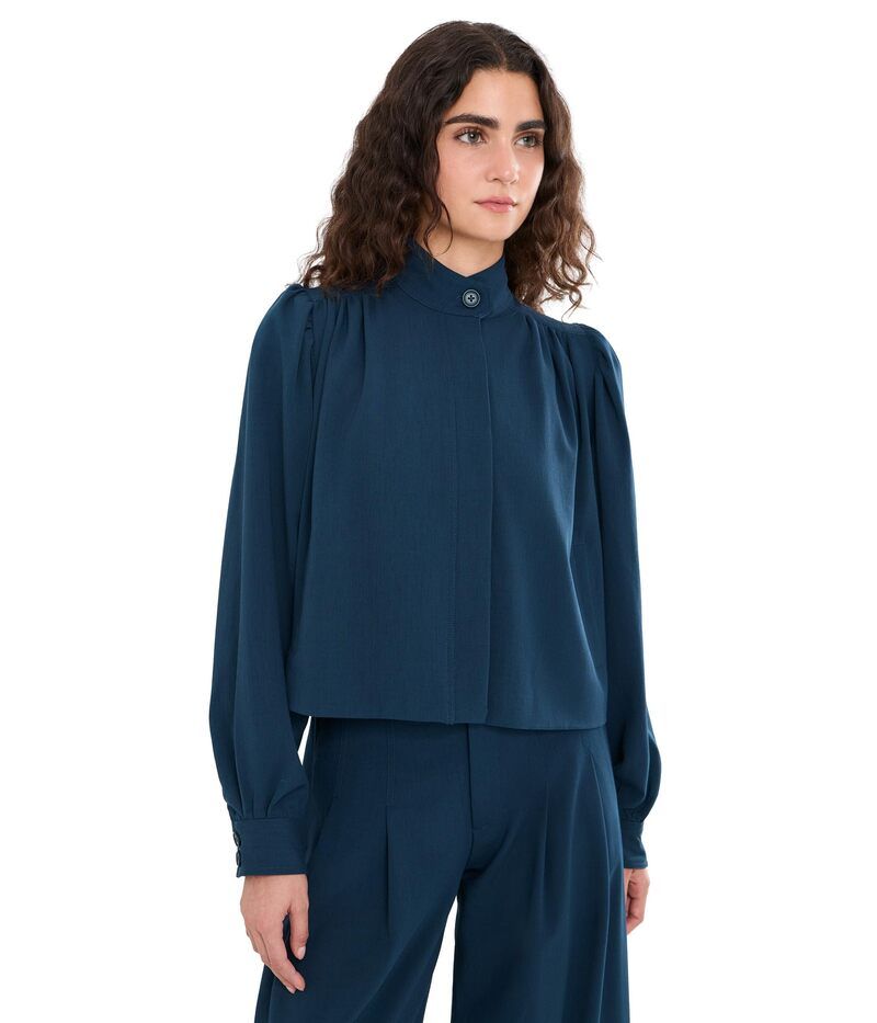 リヴァプール ロサンゼルス レディース アウター コート ジャケット Liverpoolos Angeles Puff Sleeve Woven Jacket Oxford Navy ネイビー