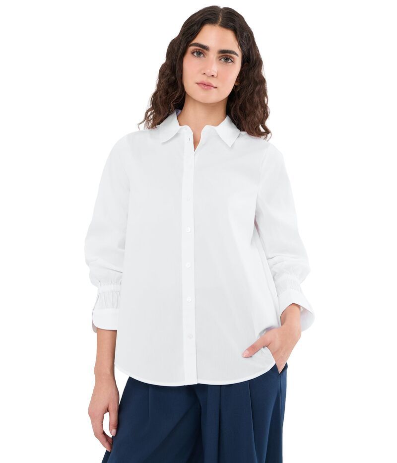 リヴァプール ロサンゼルス レディース トップス シャツ Liverpoolos Angeles Adjustable Sleeve Button Front Woven Top White ホワイト