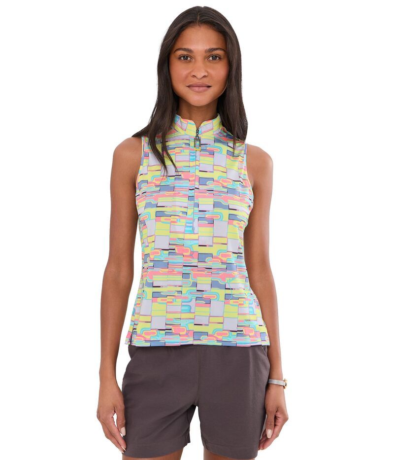 ジャイミーサドック レディース トップス シャツ プリント Jamie Sadock Geometric Blur Print Sleeveess Top Yellow イエロー