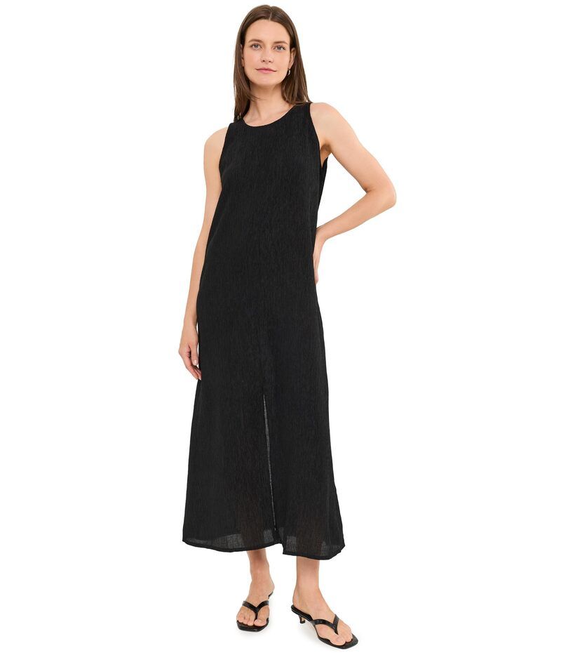 エイリーンフィッシャー レディース トップス ワンピース マキシ Eileen Fisher Woven Plisse Maxi Dress Black ブラック