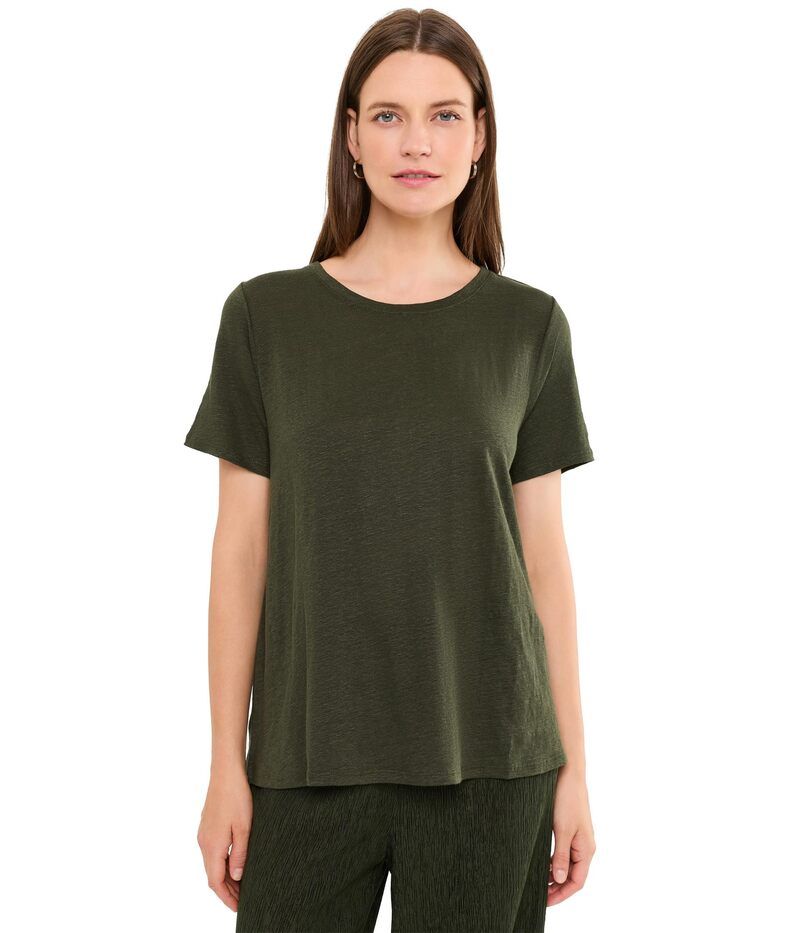 エイリーンフィッシャー レディース トップス シャツ クルーネック ジャージー リネン Eileen Fisher Organic Linen Jersey Crew Neck Short Sleev