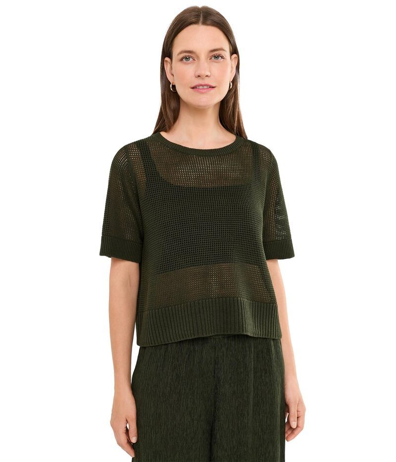 エイリーンフィッシャー レディース アウター ニット・セーター コットン リネン Eileen Fisher Organic Linen Cotton Round Neck Short Sleeve