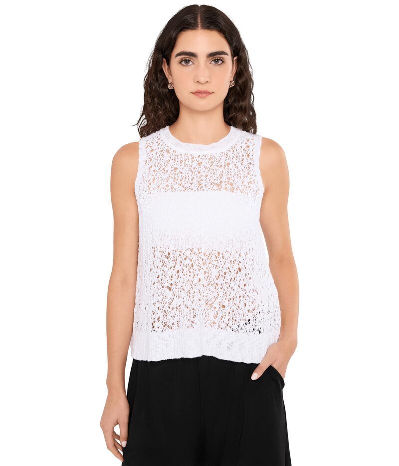 エイリーンフィッシャー レディース トップス シャツ コットン Eileen Fisher Peruvian Organicotton Slub Jewel Neck Shell White ホワイト