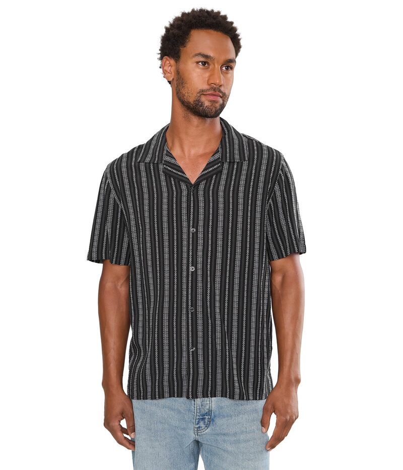 ジョンバルベイトス メンズ トップス シャツ John Varvatos Dan Short Sleeve Camp Collar Shirt W792f26 Black 1 ブラック