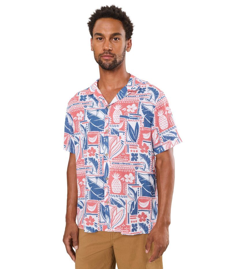 ヴァインヤードヴァインズ メンズ トップス シャツ リネン Vineyard Vines Waikiki Woodblock Seabreeze Linen Rayon Short Sleeve Ca