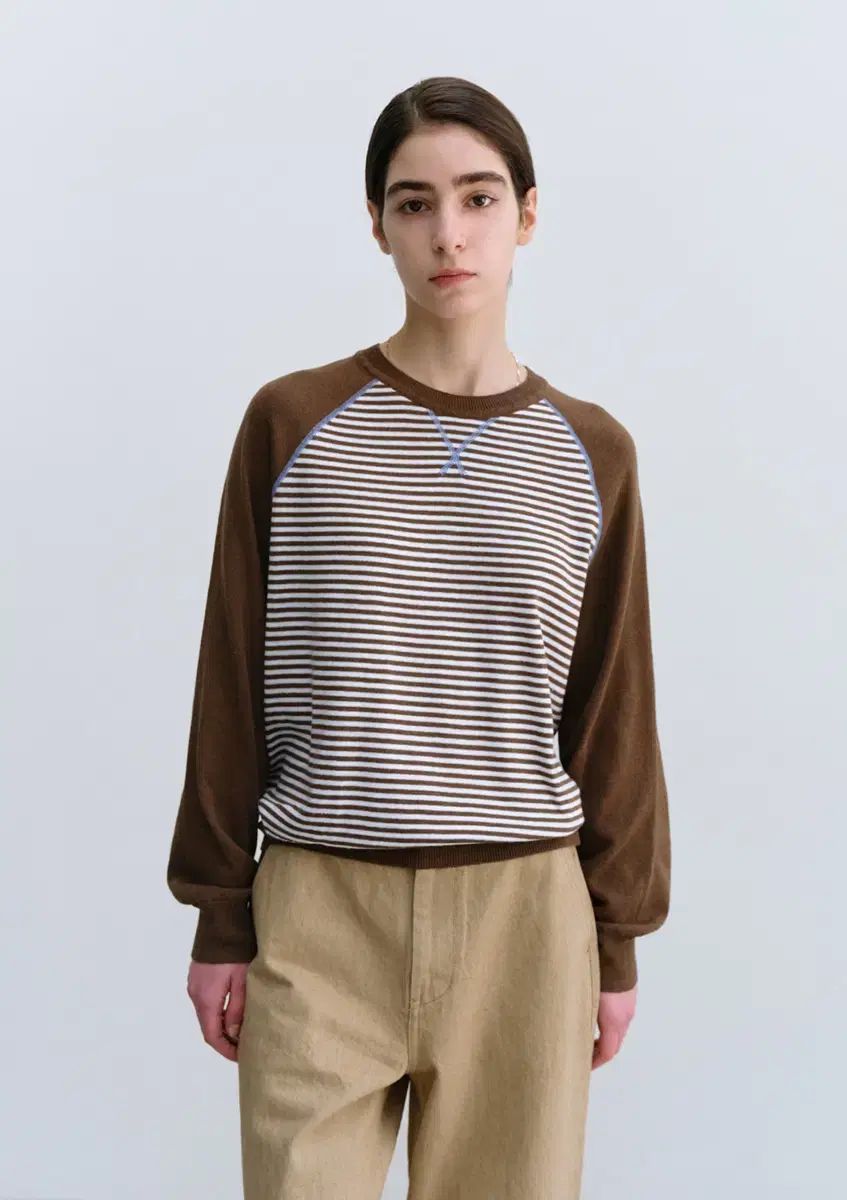 ムンダル Summer Stitch Ted Raglan Knit ブラウン