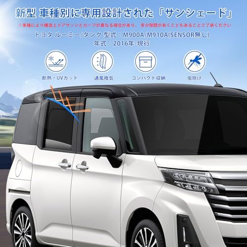 新型 ルーミー タンク 専用 サンシェード マグネット 後席 換気 断熱 2in1一体式 カーシェード TANK ROOMY M900A M910A メッシュカーテン 日除け メッシュサンシェード 日焼け防止 UVカット 遮光 日差し 紫外線 31703710