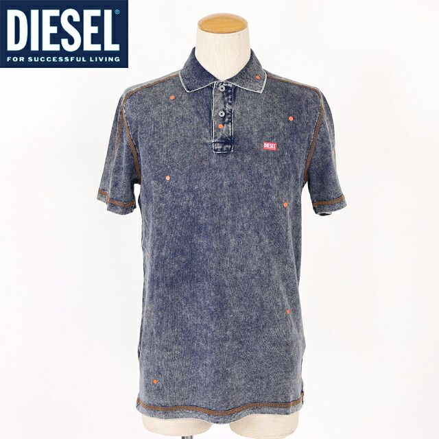 ディーゼル DIESEL【訳あり】メンズ ポロシャツ 半袖 T-SWIND ロゴプリントポイントポロシャツ ネイビー系（サイズ/S/M）cm0033