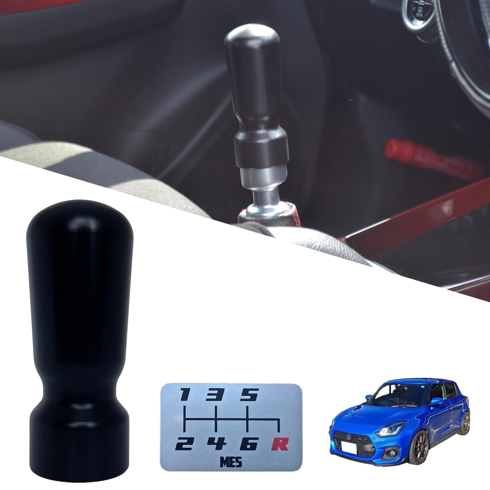 【ポジションUPノブ】MES シフトノブ スイフトスポーツ ZC33S 車検対応品 ブラック 棒型 M12×P1.25ts ca744ac8