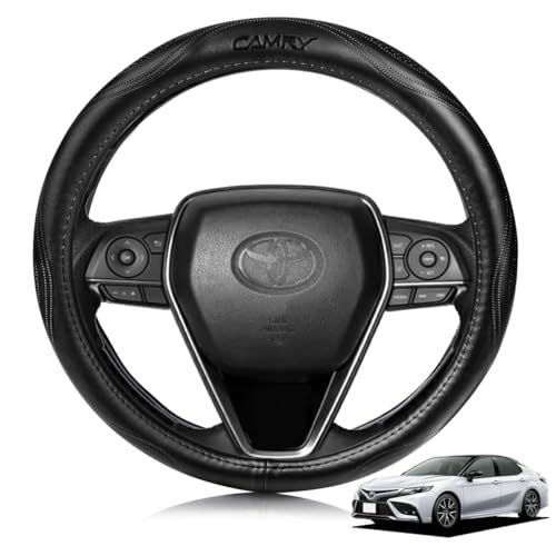 トヨタ に適用 カムリ CAMRY 対応 ハンドルカバー 高級本革 ステアリングカバー おしゃれなデザイン 透湿性あり 耐摩耗性 防水仕様 汚れ防止 滑り止め 通気性優れ３Ｄグリップ 専車ロゴ オールシーズン対応 耐老化性強化 簡単取付 内装 15bef4fa