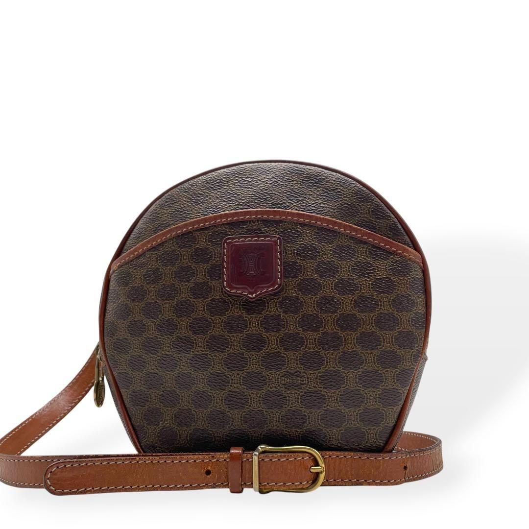 美品　CELINE セリーヌ　ショルダーバッグ　サークル　マカダム　ブラウン