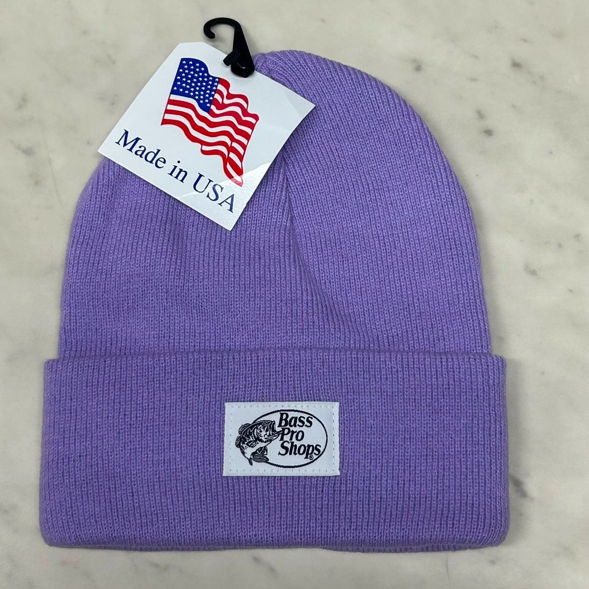 アメリカ製 全米最大級のアウトドアブランド Bass Pro Shops バスプロショップス ロゴラベル ニット帽 バイオレット (Bps85)