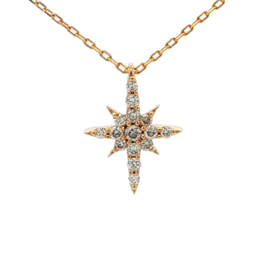 0.06ct STAR JEWELRY スタージュエリー ダイヤモンドネックレス ペンダント K18YG/750-1.1g イエローゴールド【♀】【S】【レディース】★■617429【中古】