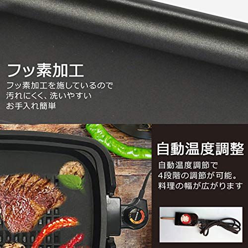 東京Deco ホットプレート 平面 大型 焼肉プレート 2枚 蓋付き 着脱式 [平型と波型の2種類のプレート] 同時調理 丸洗い可 コンパクト収納 フッ素加工 減煙 平面プレート 焼肉プレート i001★m bf49762f
