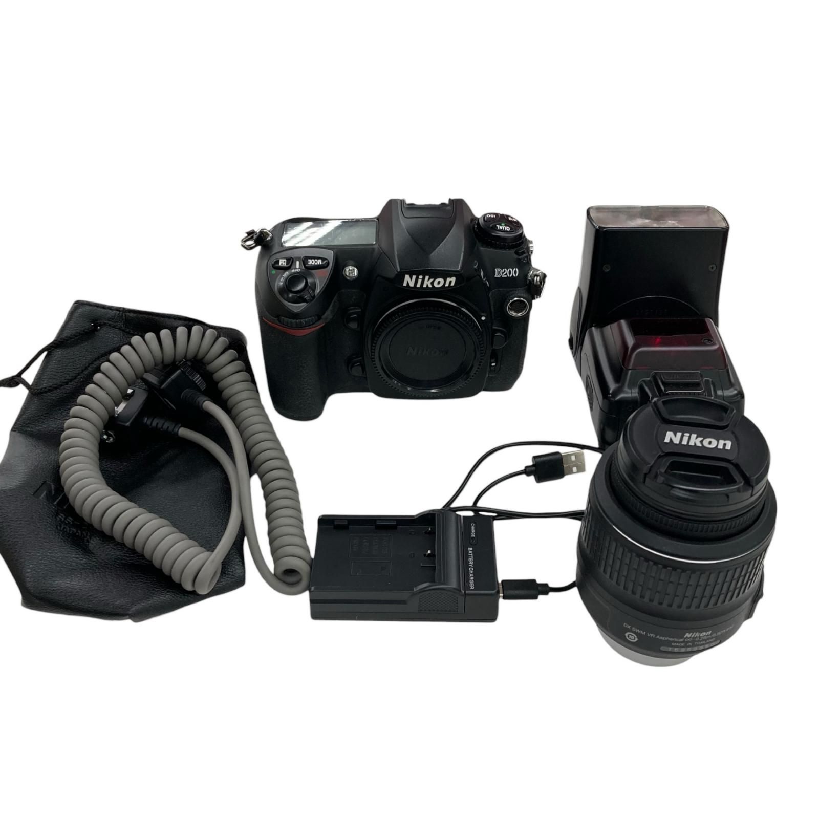 186000 動作確認済み Nikon ニコン デジタル一眼レフカメラ D200 ズームレンズ AF-S DX NIKKOR 18-55mm ブラック