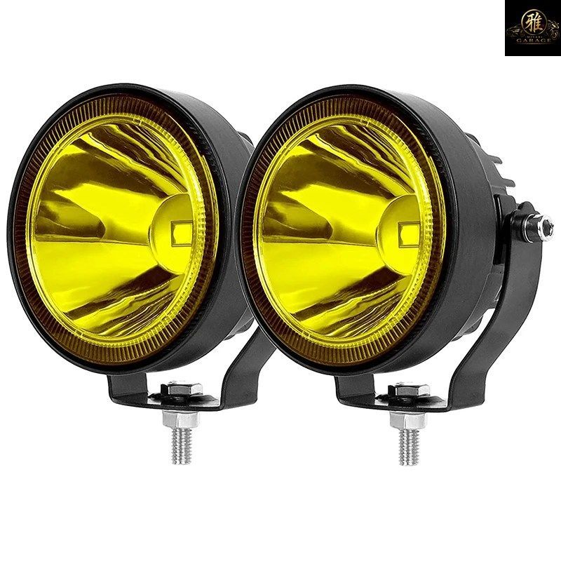 4インチLEDワークライト 12V 24V 4X4オフロード 60W 14000LM スーパースポットライト オートバイ用ラウンドフォグライト ホワイト アンバー