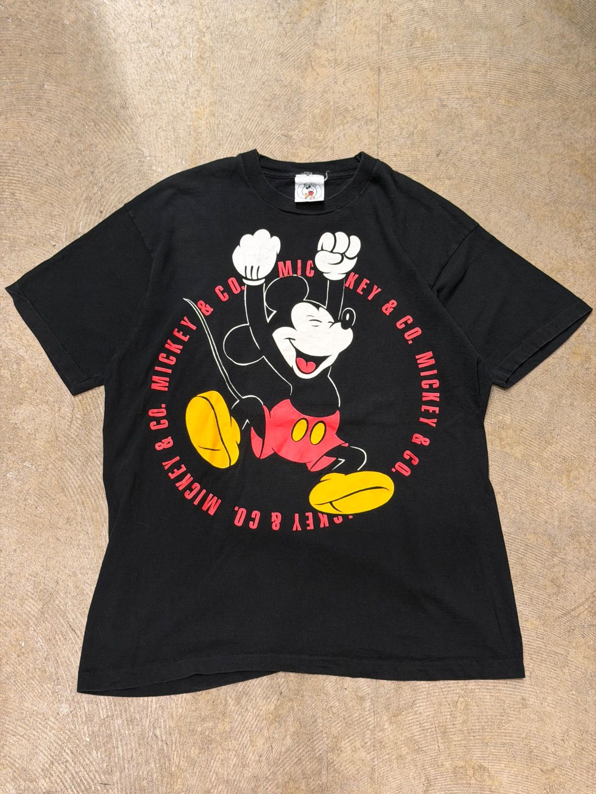 【 90s USA / Disney 】 ディズニー 公式 ミッキーマウス 90年代 90's シングルステッチ 半袖 Tシャツ 両面プリント アメリカ製 黒 ブラック