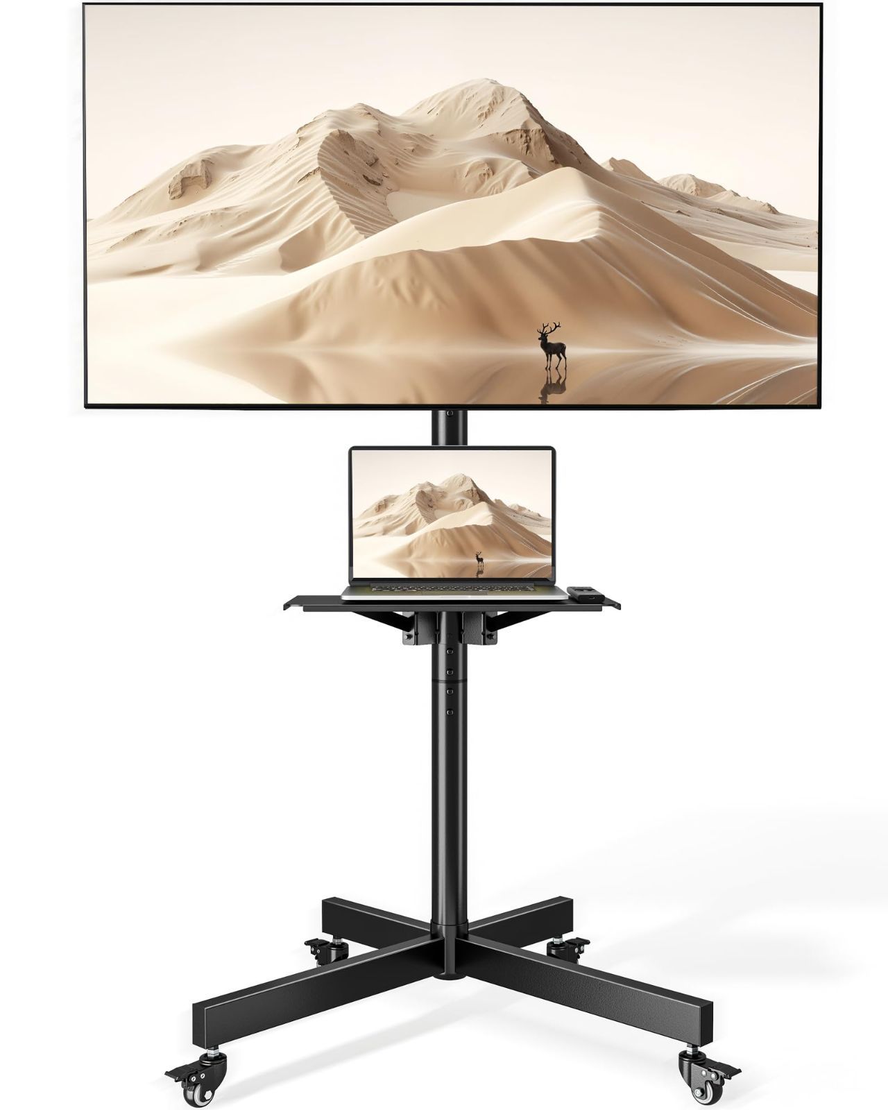 【数量限定】32~60インチ対応 耐震 移動式 自立式 ハイタイプ テレビ台 VESA/横100～400mm/縦100～400mm 耐荷重35kg テレビスタンド 高さ3段階調整 角度回転 TVスタンド おしゃれ 家用 会社 学校 病院 ビジネス展示 棚付き