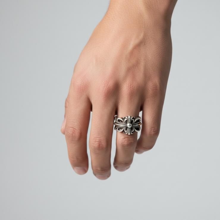 CHROME HEARTS クロムハーツ ダブルフローラルクロス リング 指輪