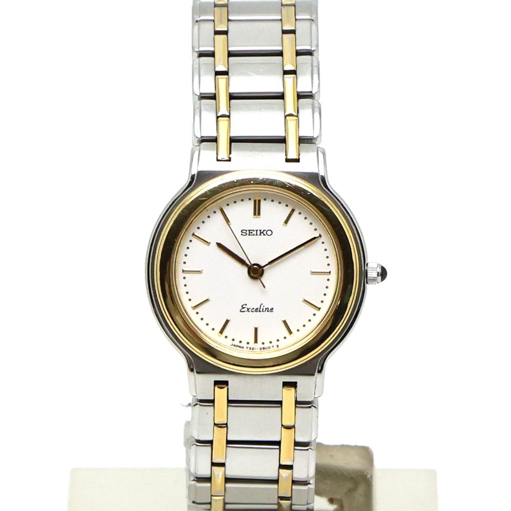 【楠本質店/元住吉】セイコー　SEIKO　エクセリーヌ　 7321-0560　K18ベゼル/SS　クオーツ　レディース　腕時計【中古】