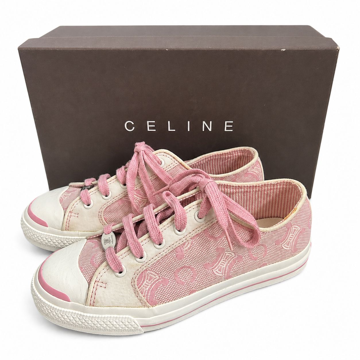 セリーヌ CELINE ローカットキャンバススニーカー ホワイト ピンク 24cm 箱付き