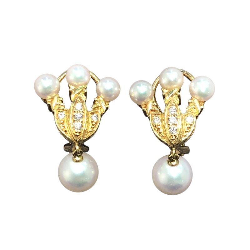 ミキモト MIKIMOTO パールイヤリング イエローゴールド K18YG ジュエリー