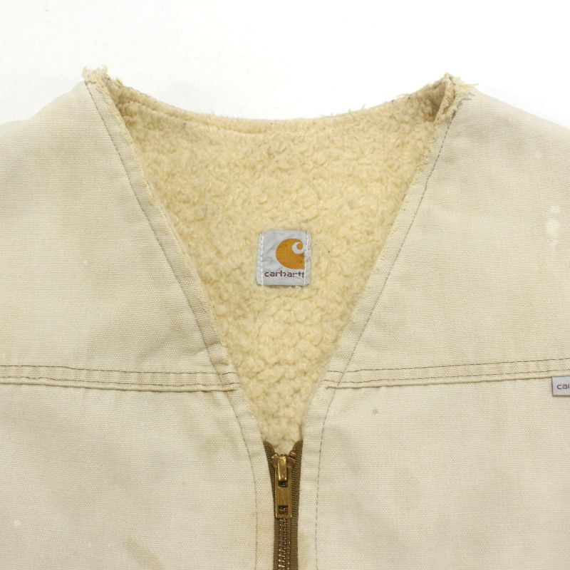 80s USA製 vintage Carhartt 裏地ボア ジップアップ ダック ベスト
