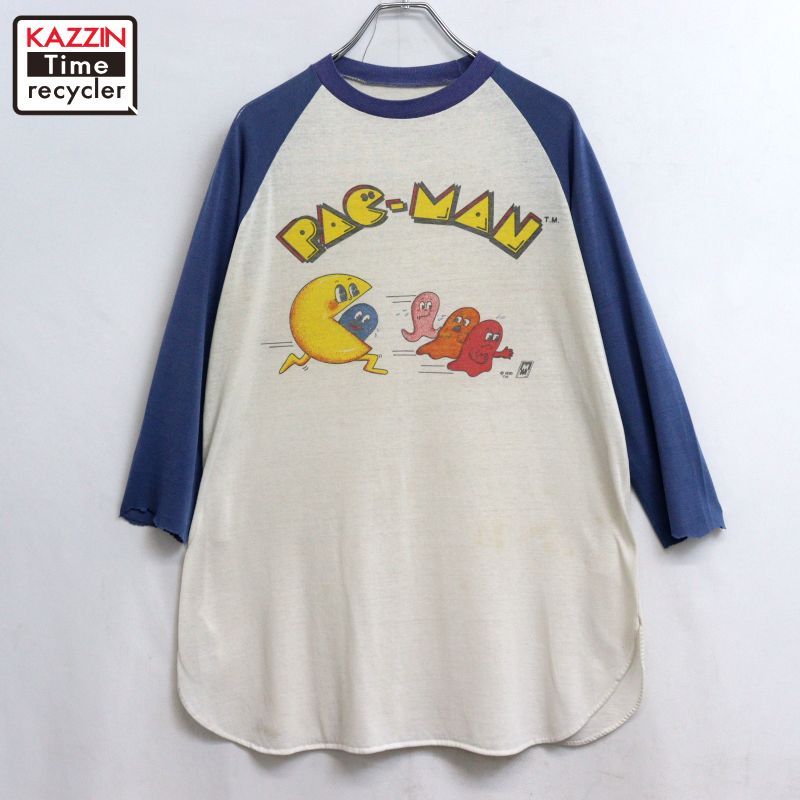 80s vintage PAC-MAN パックマン ラグランスリーブＴシャツ メンズ Mサイズ相当