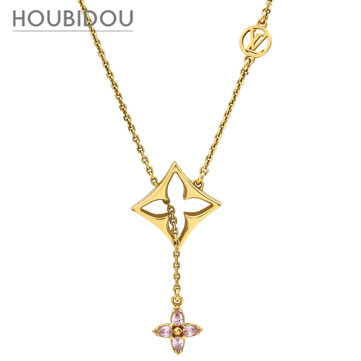 ルイヴィトン LOUIS VUITTON ネックレス フラワーグラム ストラス GP ストラス ゴールド モノグラムフラワー M03246 【箱】【中古】