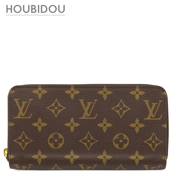 ルイヴィトン LOUIS VUITTON 長財布 ジッピー ウォレット モノグラムキャンバス フューシャ ゴールド金具 茶 赤紫 ラウンドファスナー M41895 RFID 【箱】【中古】