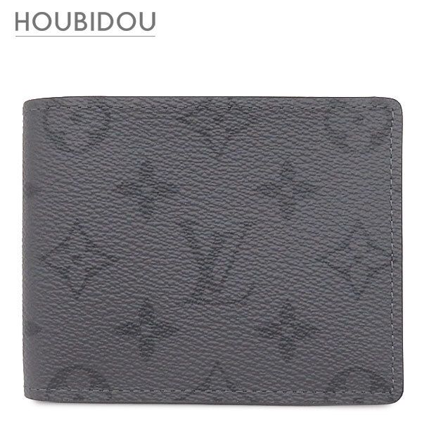 ルイヴィトン LOUIS VUITTON 二つ折り財布 ポルトフォイユ スレンダー レザー モノグラムエクリプスリバースキャンバス モノグラムエクリプスリバース グレー 黒 M80906 RFID 【箱】【中古】