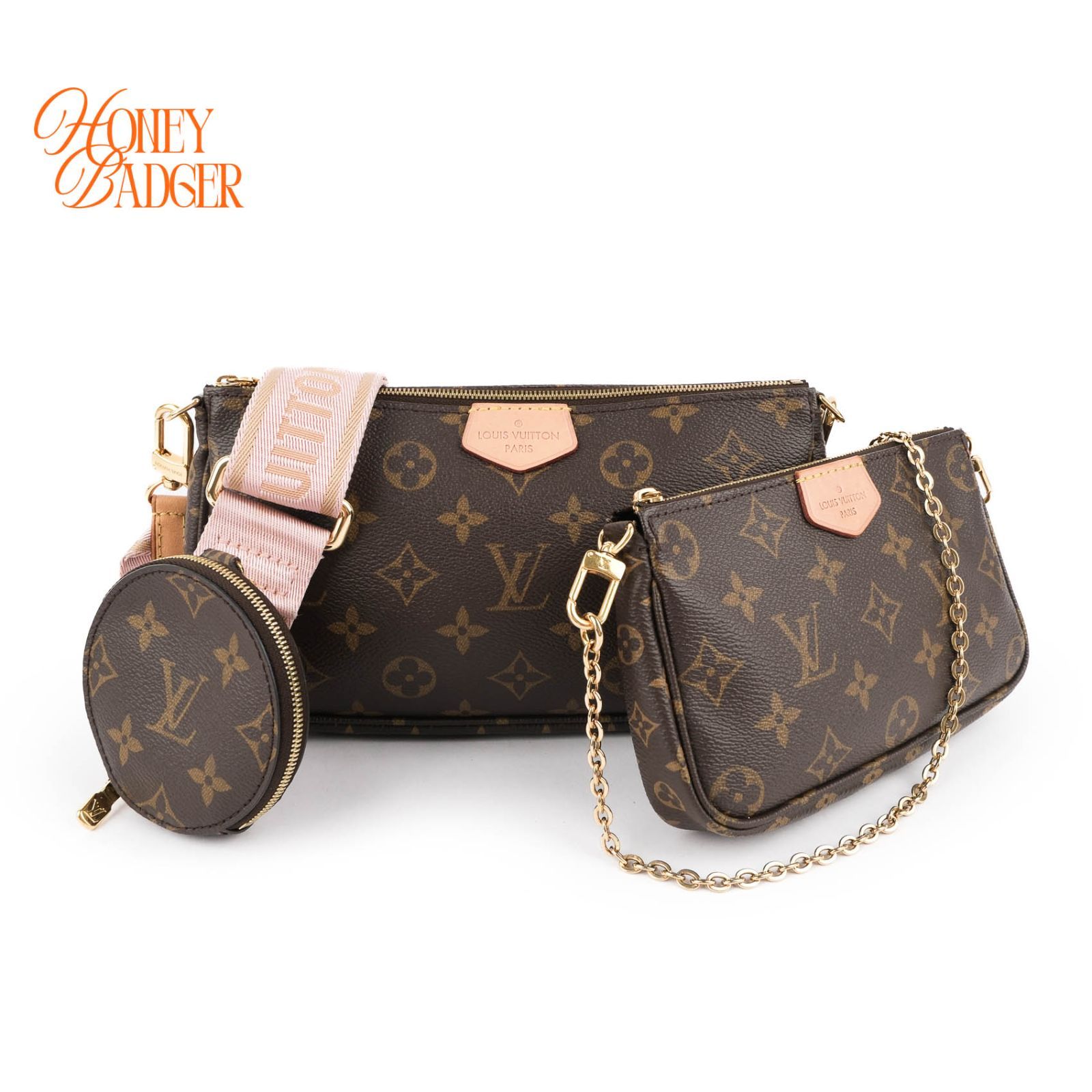 【希少/美品】ルイヴィトン LOUIS VUITTON マルチポシェットアクセソワール モノグラム ピンク ローズクレール M44840 2WAY