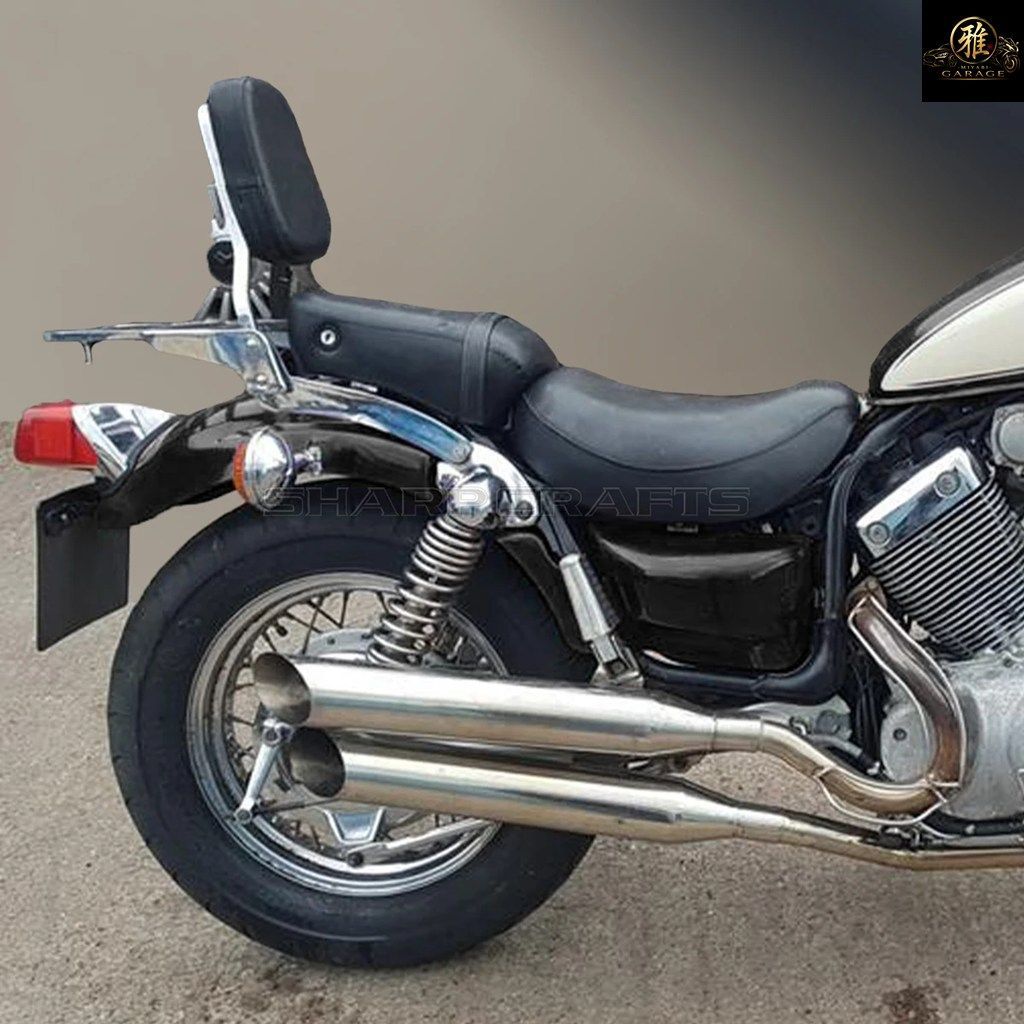 ヤマハ XV400 XV535 ビラーゴ 1987年以降モデル用 オートバイアクセサリー リアパッセンジャーバックレスト シーシーバー ラックパッド付き