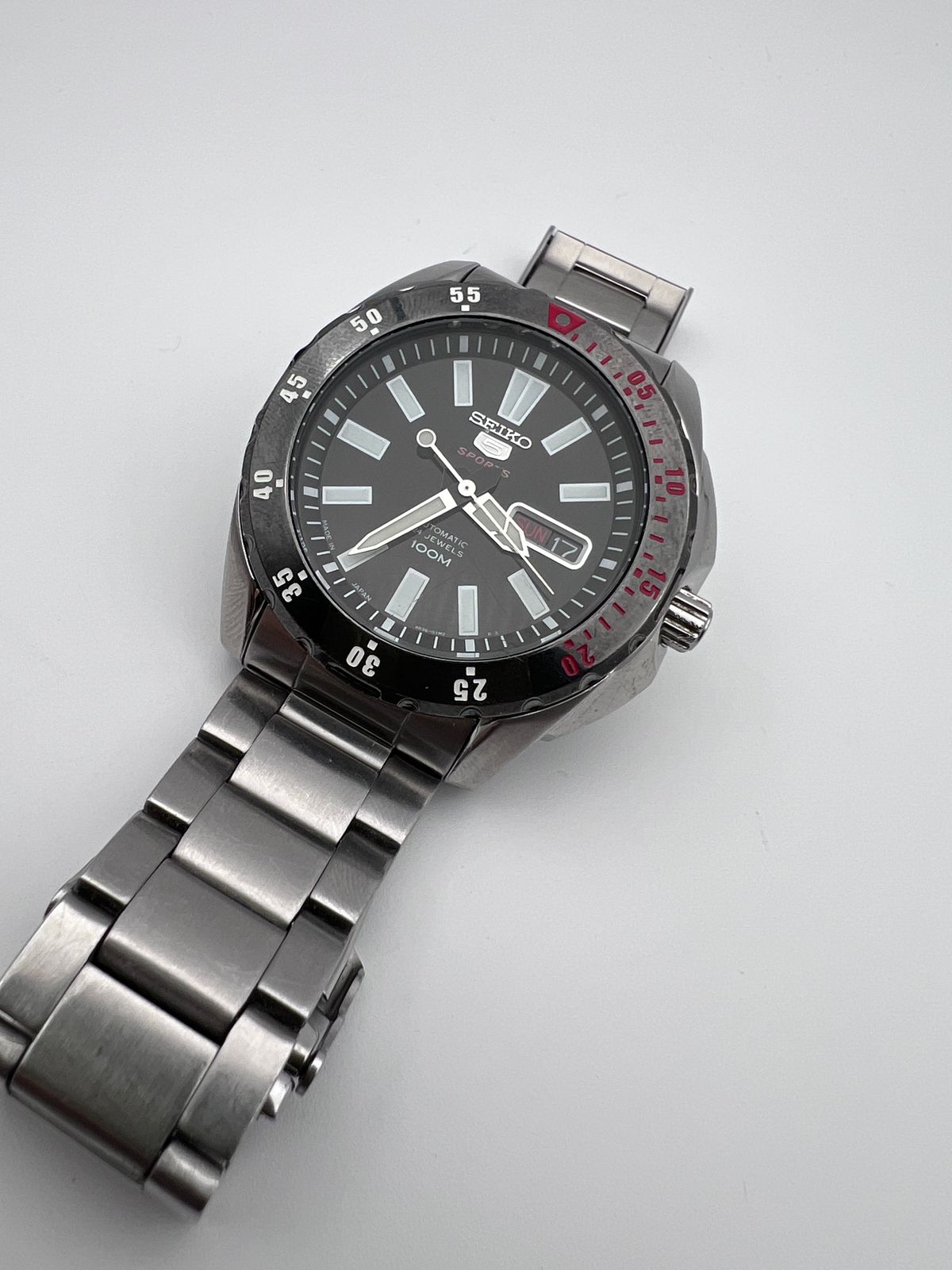 SEIKO 5スポーツ 4R36-01P0 セイコー 稼働 レア希少 機械式 時計 アンティーク ビンテージ 自動巻き デイデイト メンズ 「S.4R36A」