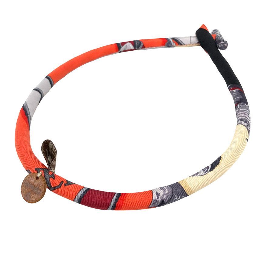 HERMES エルメス プティアッシュ ブリッド ドゥ ソワ チョーカー ネックレス ブレスレット petit h シルク オレンジ 美品 aq13089