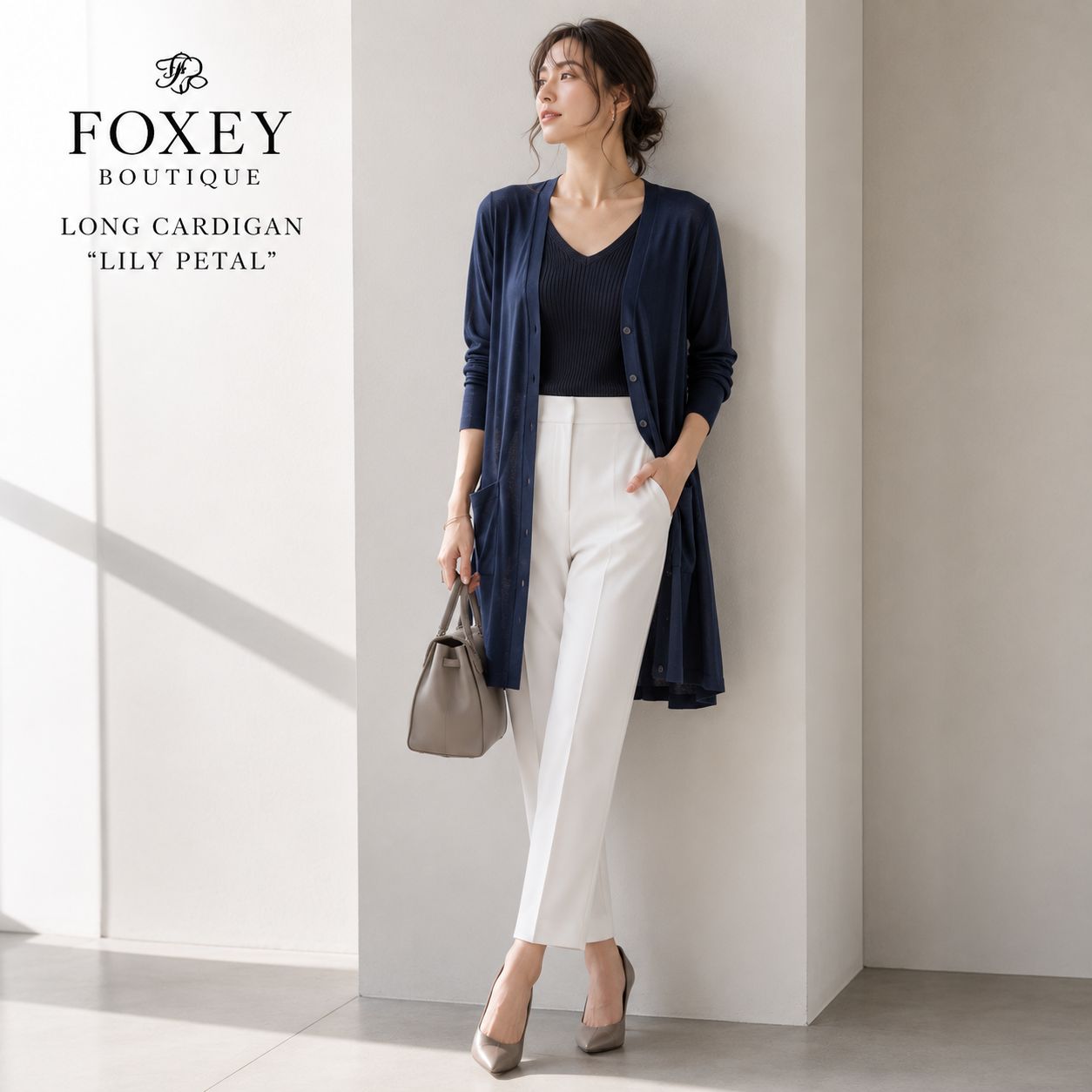 FOXEY BOUTIQUE 新品 シルク ガーディガン69000円 特別限定プライス / 動くたび、歩くたびに美しく揺らめく】FOXEY