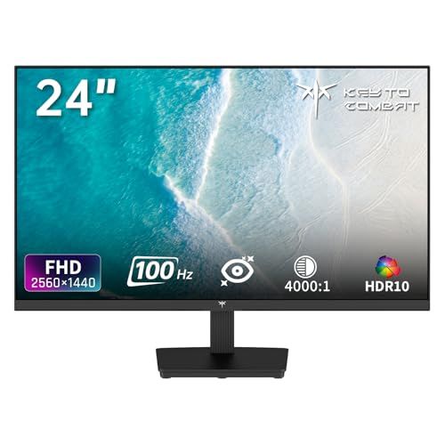 KEY TO COMBAT 24インチ PCモニター フルHD 1080P 100Hzリフレッシュレート HDR10 高コントラスト比4000:1 Adaptive Sync/ブルーライト軽減/フリッカーレス VESA対応 HDMI 1.4*1/VGA*1 e