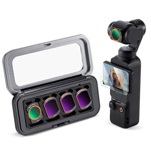 K&F CONCEPT Osmo Pocket 3/4用 磁気フィルター セット CPL+ND16+ND64+ND256(4枚) 磁気式 装着便利 コントラスト強調 反射除去 CPLフィルター AGC光学ガラス 光量調整 NDフィルター マル c5fec6bb