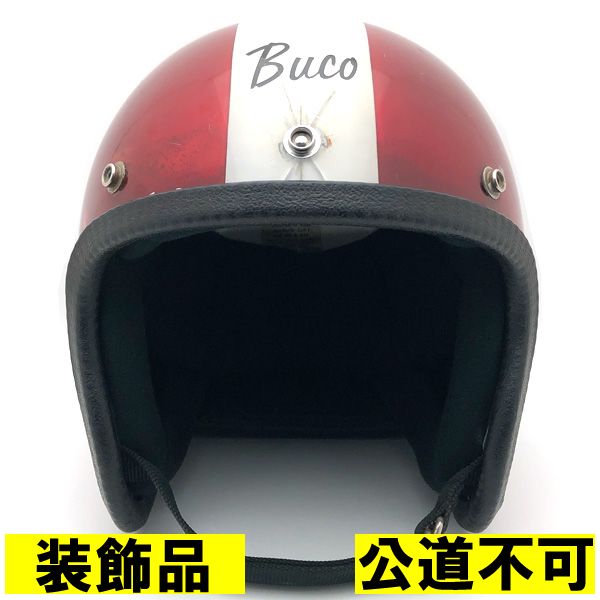 【装飾品・公道不可】BUCO GT RED × WHITE 59cm 【海外直輸入中古品】スモールジェットヘルメット オープンフェイス アメリカン ブコ レッド 赤色 ホワイト 白色 M～Lサイズ