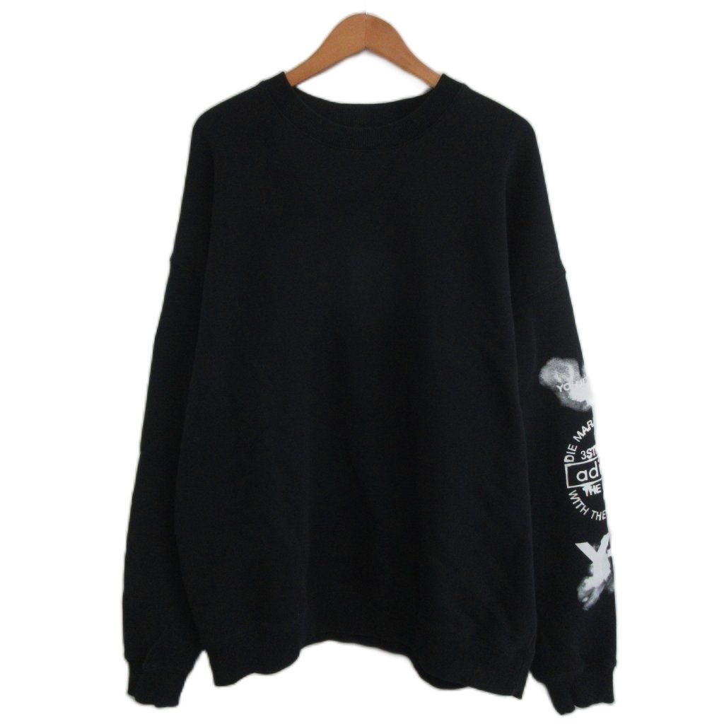 ワイスリー Y-3 ヨウジヤマモト 25SS GRAPHIC SWEAT SHIRT グラフィッククルースウェット 袖プリント XL 黒 ブラック JX4749