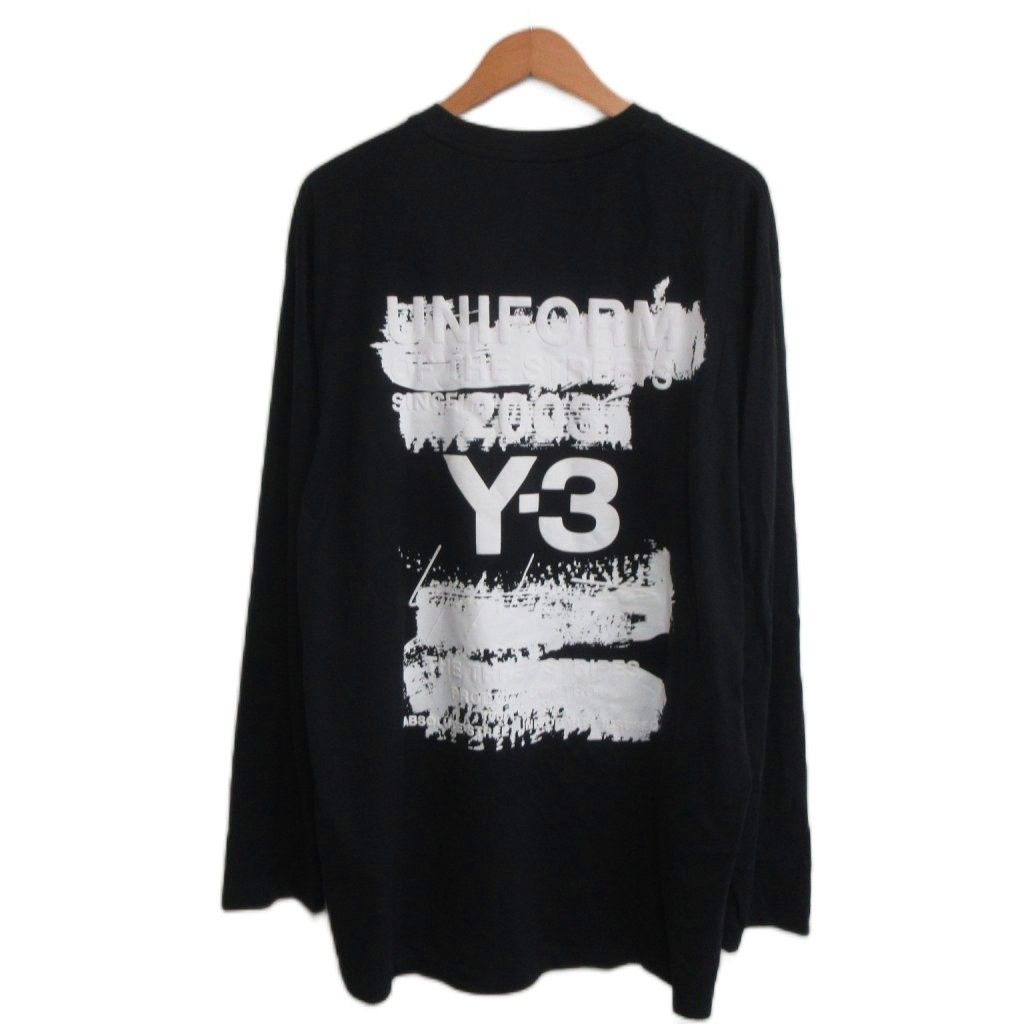 ワイスリー Y-3 ヨウジヤマモト 美品 GRAPHIC LONG SLEEVE TEE Tシャツ ロンT カットソー 長袖 バックプリント XL 黒 ブラック JN4880