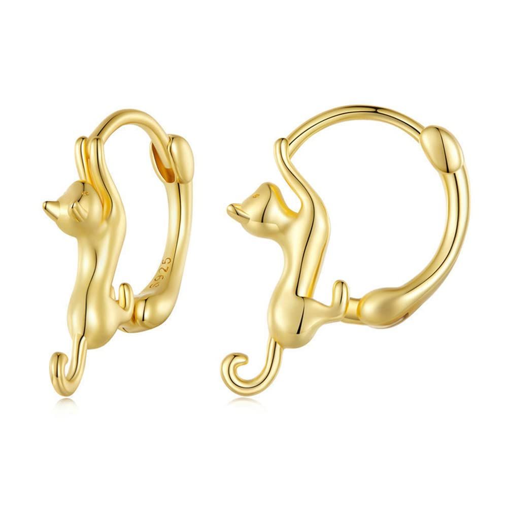 推し活ジュエリー ゴールド ピアス 猫 シルバー925 レディース