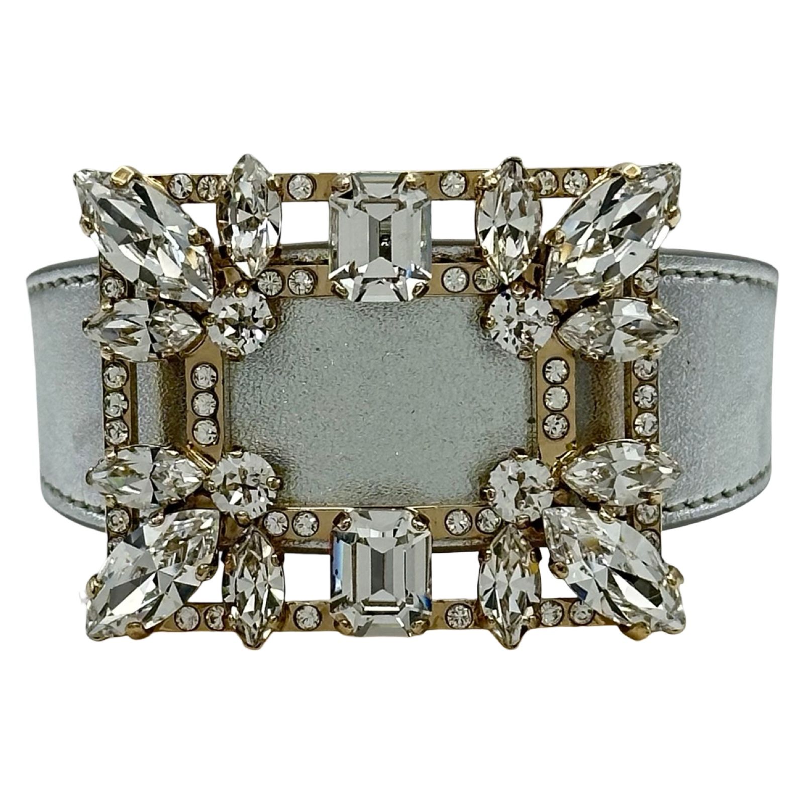 ロジェ ヴィヴィエ ROGER VIVIER ブロッシュヴィヴィエレザーブレスレット シルバー ラインストーン アクセサリー